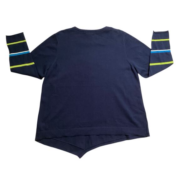 Lisa Todd Asymmetrical Butterfly Sweater 100% cotton size 2X navy - Picture 2 of 5
